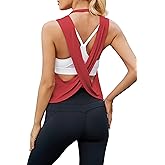 Bestisun Women Backless Workout Shirts Athletic Crop Tank Tops Open Back Gym Clothes