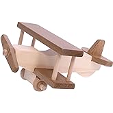 AmishToyBox.com Wooden Airplane Toddler Toy, Kid-Safe Finish, Harvest Stain and Natural Finish