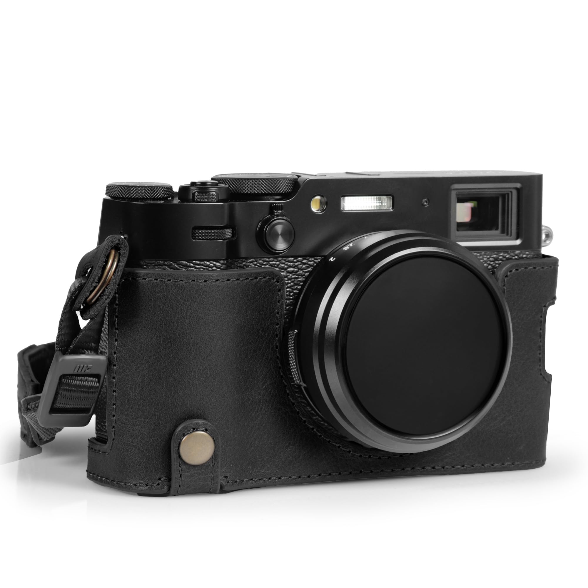 Photo 1 of MegaGear Ever Ready Genuine Leather Half Camera Case Compatible with Fujifilm X100VI - Black