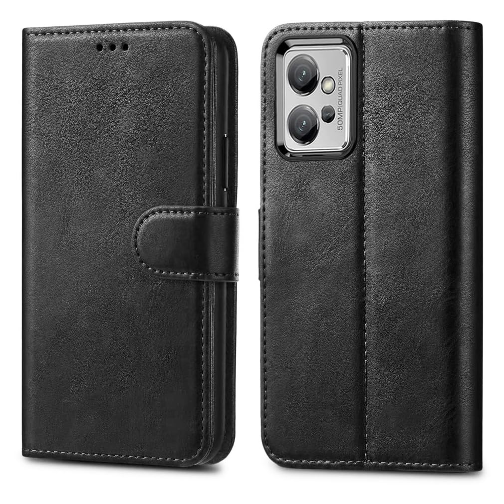 GAPlus PU Leather Flip Cover Wallet Case For Motorola Moto G32 Card Holder Magnetic Kickstand Black