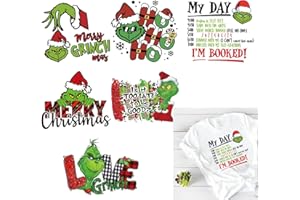 ATLKDLK Christmas Iron on Decals Vinyl Heat Transfer Applique Christmas Iron on Patches Stickers Christmas Cartoon HTV Iron on Transfers Paper for T-Shirt Pillow Clothing DIY Craft 6Pcs