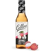 Collins Lychee Simple Syrup for Cocktails, Martinis, Mojitos, Sorbets, Teas, and Desserts, No Artificial Colors or Flavors, Home Bar Accessories, Party Essentials, 12.7 oz, Set of 1