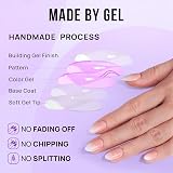 BTArtbox Stick On Nails Short Almond False Nails 32 Pcs 16 Sizes Vanilla Cream view 4