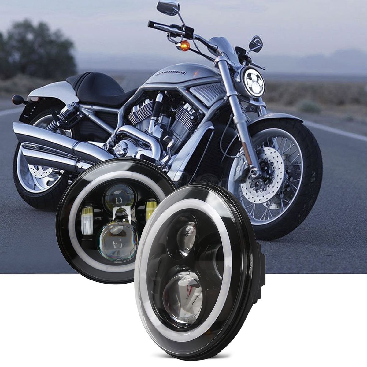 日本全国送料無料 Green L 7インチ Led ヘッドライト Rgb イカリング色自由選択可能 Bluetooth対応のスマホ 丸型hi Lo切り替え ハーレー対応 ジープラングラー ハマーh2 ランドローバーディフェンダー対応 2個 2年保証 Jk Lj B076hm1sdf 新版 90a3acu P1ai