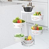 JELLYRATTBIT PP Plastic 5-Tier Rotating Storage Basket Rack, Multi-functional Organizer for Kitchen, Home