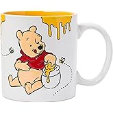 Silver Buffalo Winnie the Pooh Happy Face Bees Wax Resist Ceramic Mug, 20 Ounces