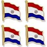 HSQCEZ 4 Pack Paraguay Flag Lapel Pin - Paraguayan Flags Pins Lapel Hat Backpacks Suit Decoration & Men Women Waving Patriotic Enamel Metal Badge Souvenir