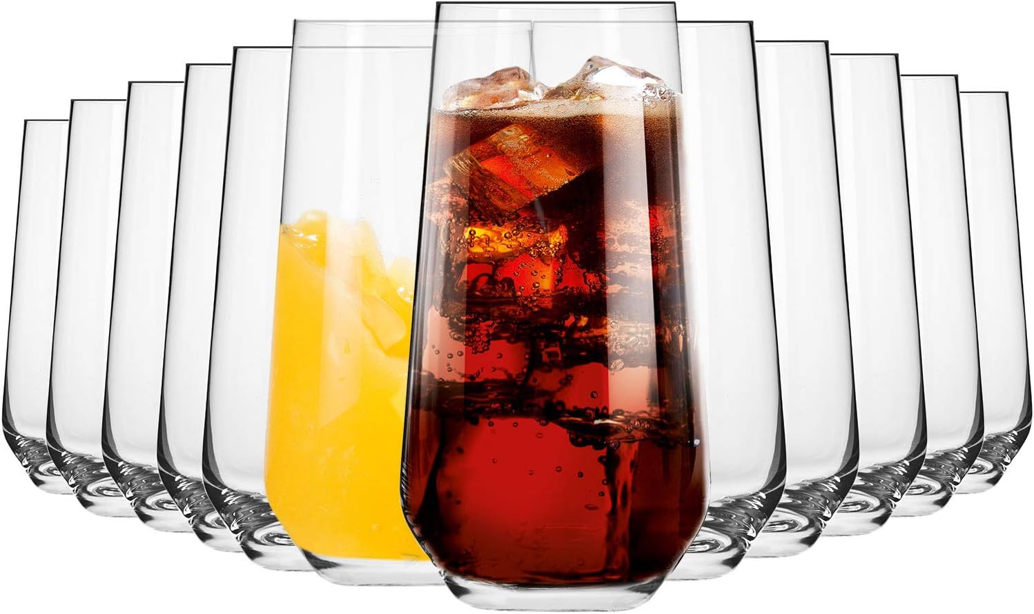 Krosno Tall Water Juice Drinking Glasses, Transparent, 12 Count (Pack of 1)
