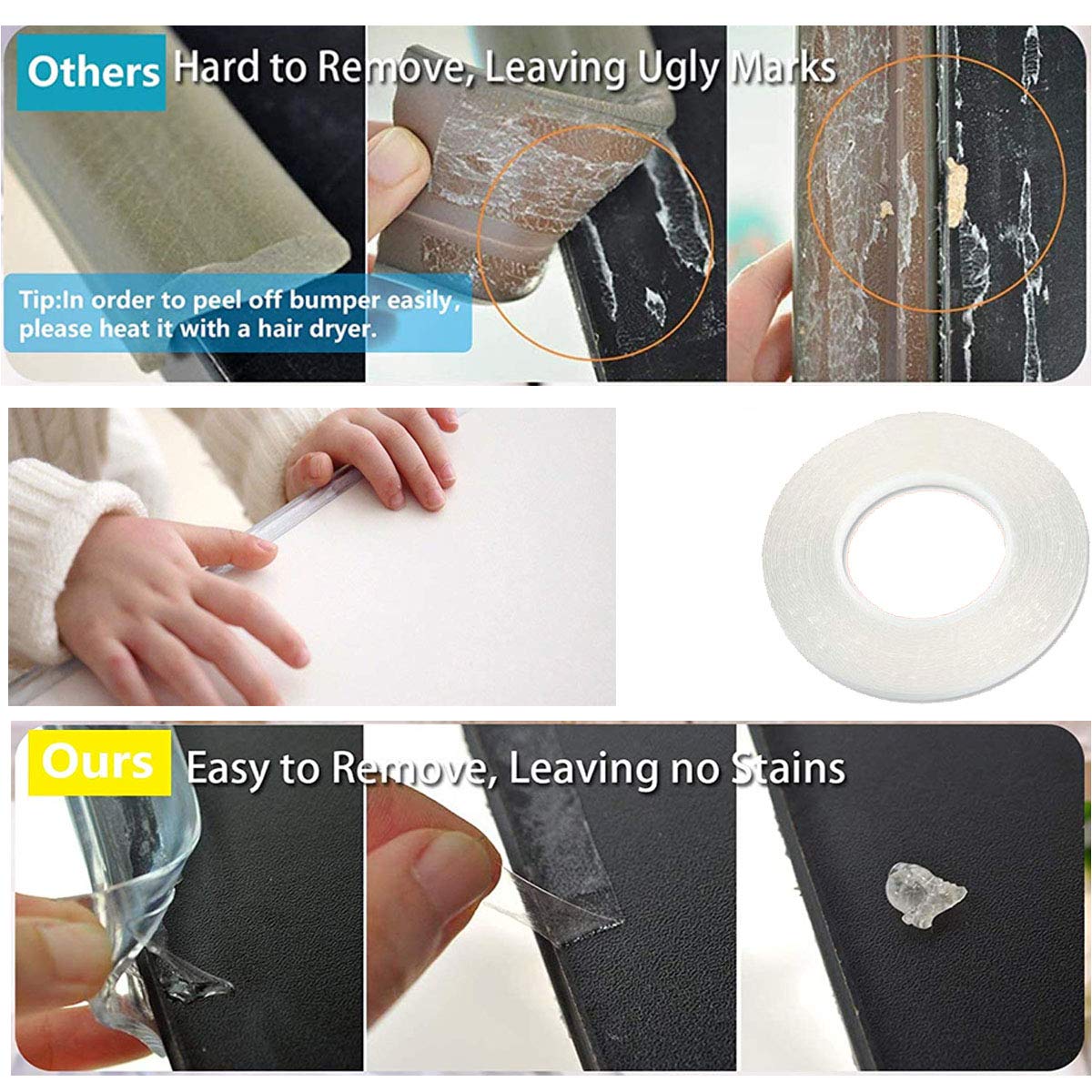 Edge Guards Child Safety, Childproof Corner Protectors, Baby Clear Table Edge Protectors for Furniture, Fireplace, Cabinet, 20ft(6m) Corner Guards Table Bumpers with Tape : Baby