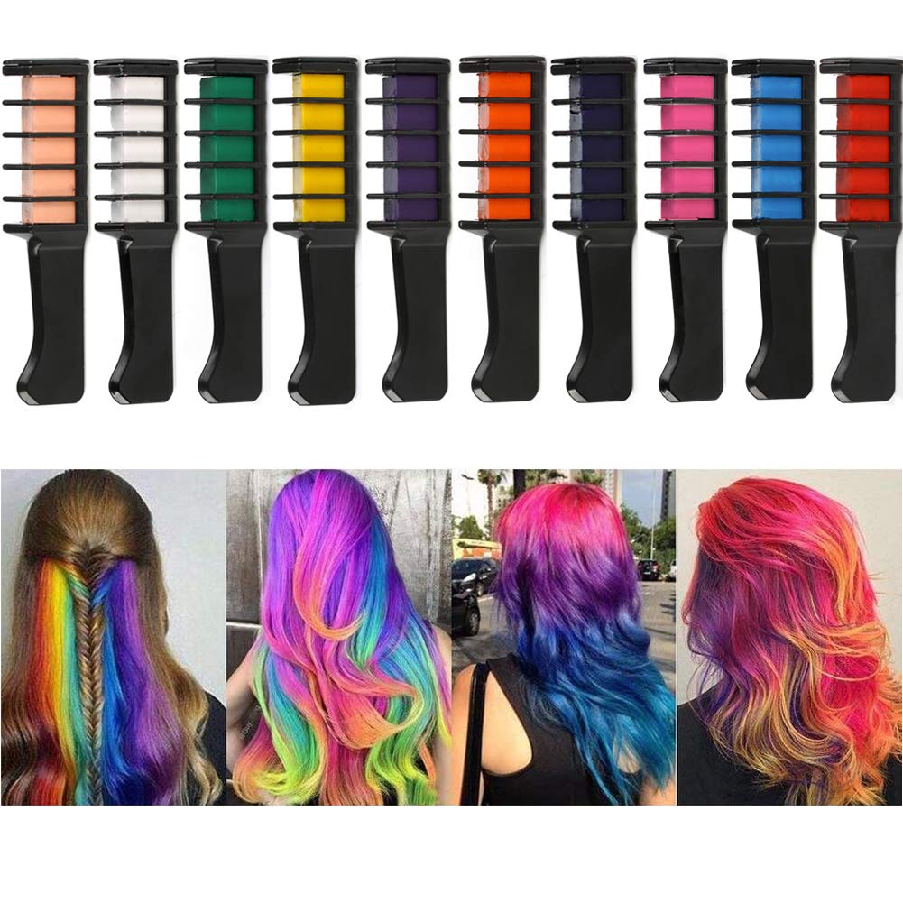 Buy Ownest Temporary Bright Hair Chalk Combs Set 10 Colors Hair
