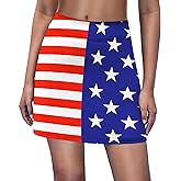Ekouaer 16" Women's Athletic Skirt Quick Dry A-line Golf Skirt USA Flag Print Sport Athletic Tennis Skort Silicone Grippers,XXL