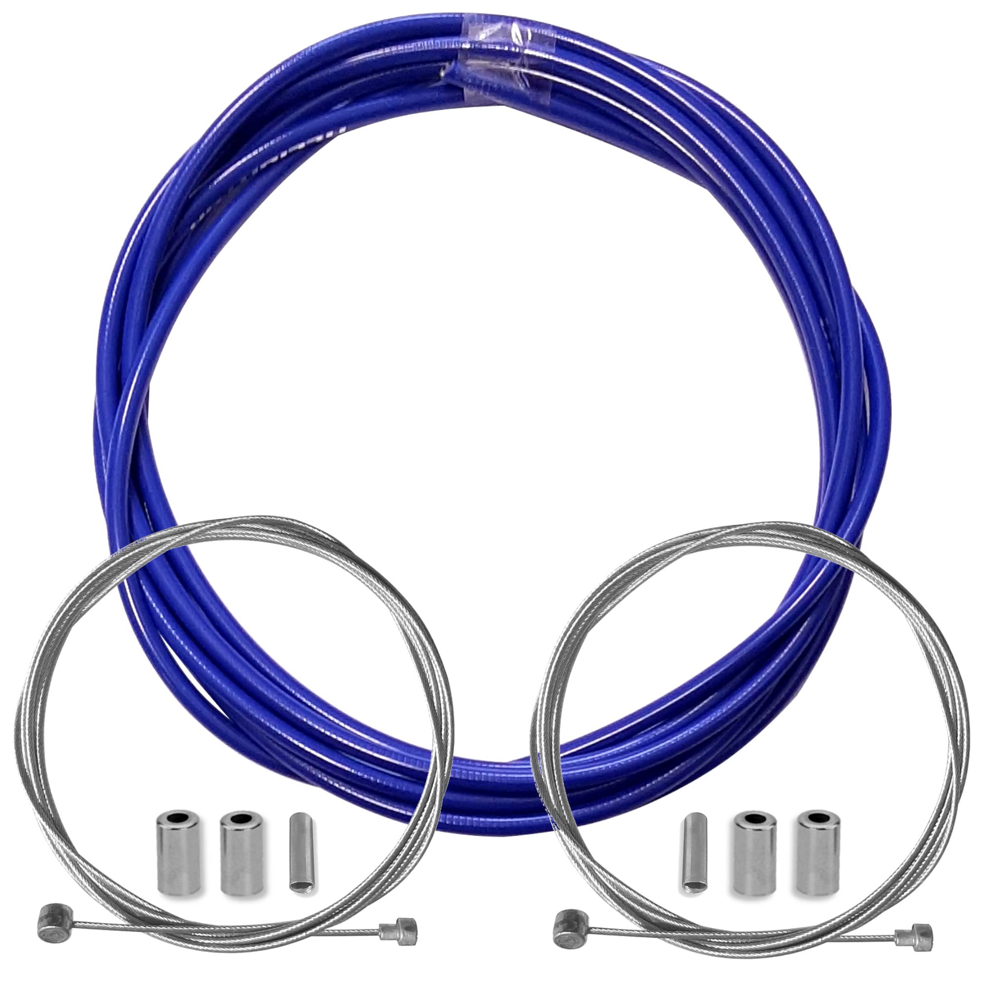 BLUE BRAKE CABLE HOUSING TEFLON 5MM AND CABLE SET FRONT AND REAR STAINLESS STEEL CYCLE MTB ROAD