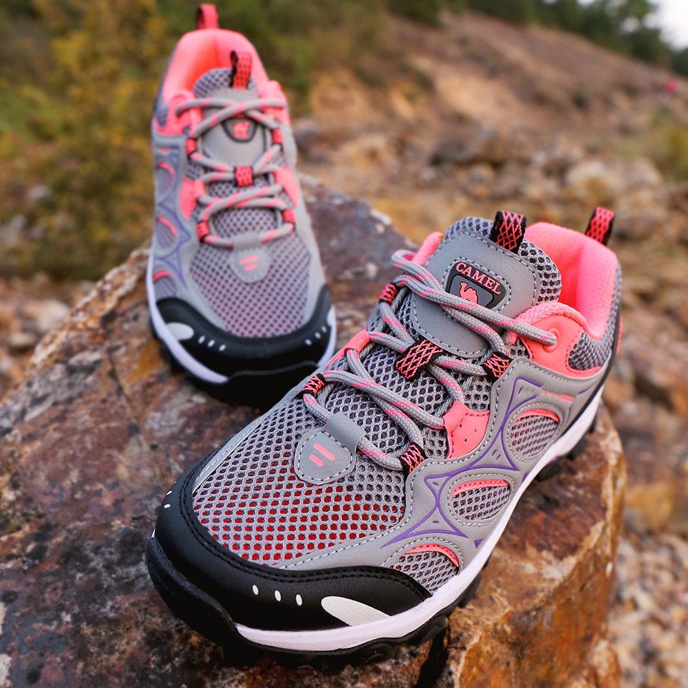 Camel Men/Women Hiking Shoes Lightweight Non-Slip Mesh Boots Trail Running Sneaker 8US 39 Grey/Pink