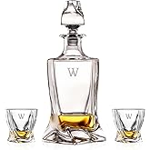 FIOANCE Crystal Whiskey Decanter Set with 2 Glasses – Elegant 25 oz Bourbon Decanter for Whisky, Scotch & Liquor | Thick Lead-Free Glass, Premium Gift Box, Ideal for Men, Husband, Dad.