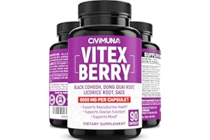 CIVIMUNA Vitex Berry Extract Capsules | 8050mg | 90 Capsules - 3 Months Supply | Vitex Berry, Black Cohosh Root, Dong Quai Root