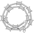 TOPGRILLZ 10mm Iced out Barbed Wire Link Chain 6 Times 14K Gold Filled Necklace for Men Hip Hop Rapper Accessory