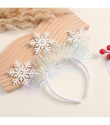 Amazon.com : WRBAJIS Christmas Headband White Snowflake Hair  display picture 3
