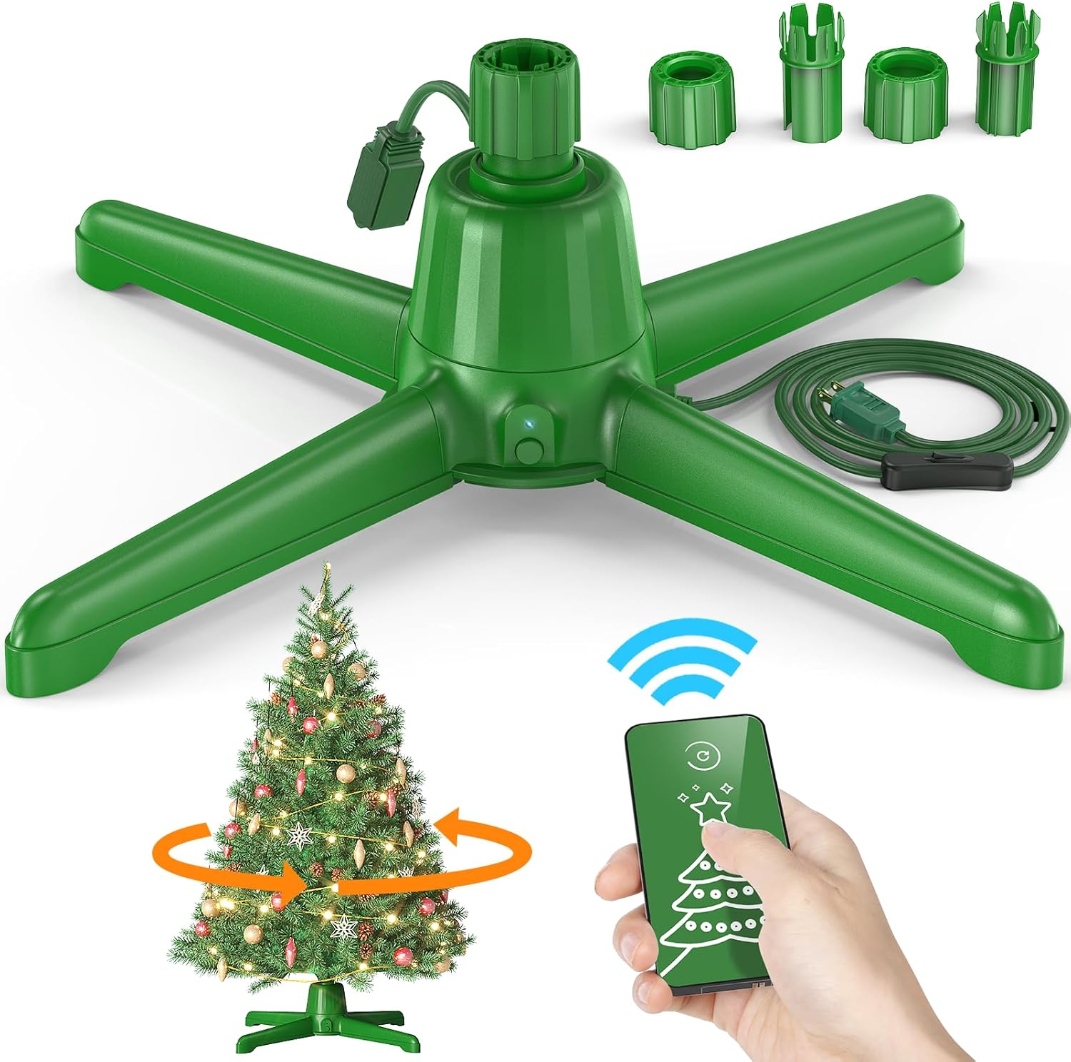 Tree Stands - DG-Direct Rotating Christmas Tree Stand with Remote Control, Stable 360 Revolving Tree Base Stand, Up to 9ft and 120 lb. Adjustable Christmas Tree Holder for Xmas Tree, Artificial Tree