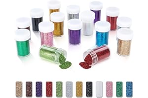 TORC Ultra Fine Glitter Powder Set - 12 Vibrant Colors for Resin Crafts, Nail Art, Slime & Tumbler Decorations | Non-Toxic Body, Face, Hair Glitter | Christmas & Epoxy Projects (Bulk Supplies)