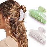 Fashey Acrylic Claw Clips Green Hair Clip Cute Medium Hair Claws Hair Accessories for Women (Beige+Green)
