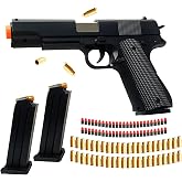 Safe Foam Blaster Pistol Shell Eject 50 Soft Bullets 32 Feet 6+ | 40 Reusable Shells, Easy Load Design, Outdoor Backyard Adventure Gift for Ages 6+ and Adults