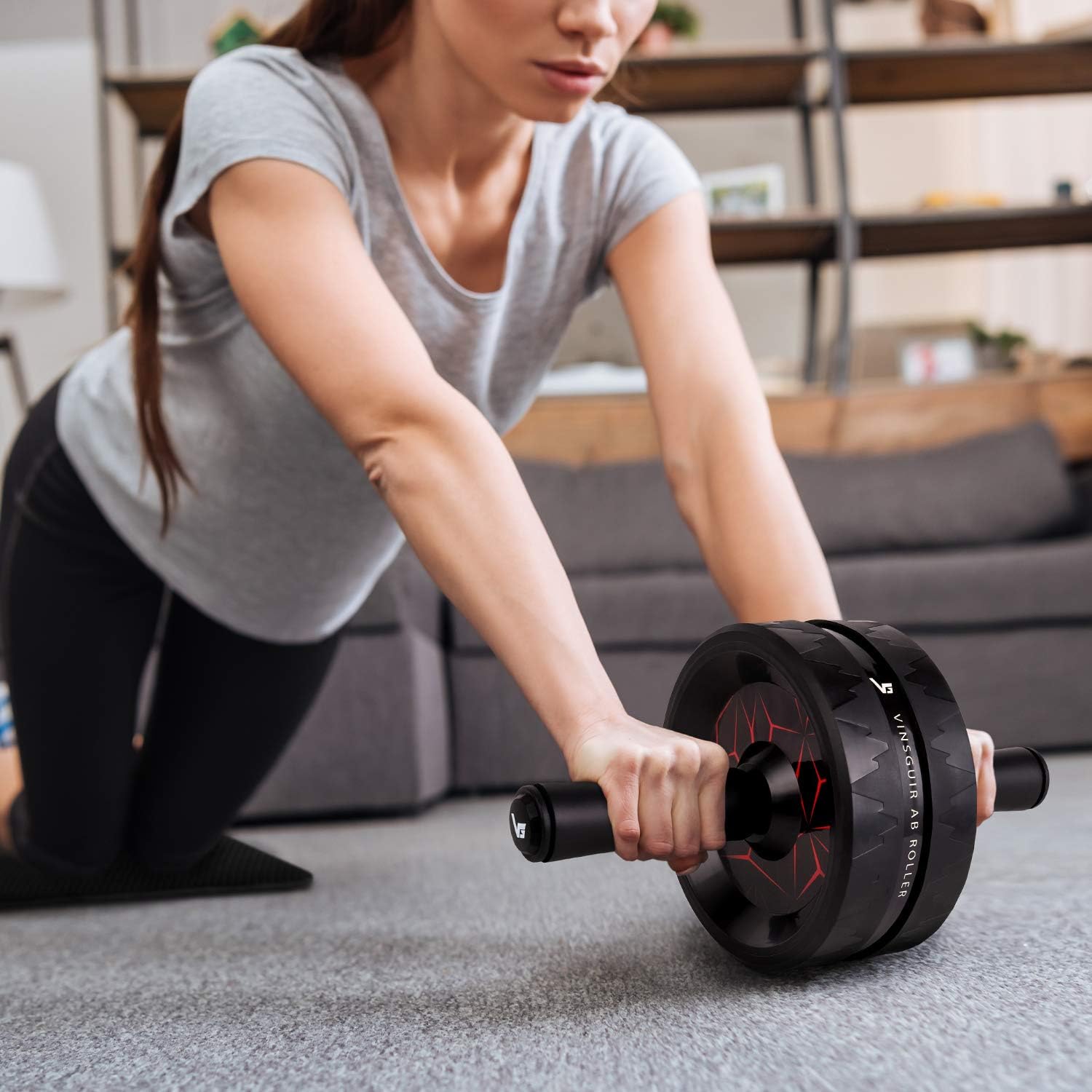 Vinsguir Ab Roller for Abs Workout, Ab Roller Wheel Exercise Equipment for Core Workout, Ab Wheel Roller for Home Gym, Ab Workout Equipment for Abdominal Exercise (Black&Red) : Sports & Outdoors