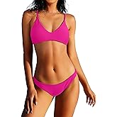 ZAFUL Women's Solid Spaghetti Strap Bralette Bikini Set Two Piece Swimsuit