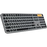 ProtoArc K100-A Backlit Wireless Bluetooth Keyboard for Mac, Space Gray | Full-Size Mac Layout with Numeric Keypad, 3-Level White Led Backlight, 3-Device Bluetooth, Rechargeable Keyboard, No USB