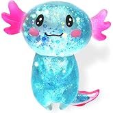 Axolotl Squishy Stress Relief Toy Glitter Fidget Toys Cute Malt Sugar Axolotl Toy Fidget Toys for Kids Youth Adult, Party Favors Anxiety Relief Squishy Toys(Blue)