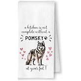 YRDBGHZDF Pomsky Gifts Kitchen Towels, Gifts for Dog Lovers Dish Tea Towels, Dog Mom Dad Gift, A Kitchen is Not Complete Without a Pomsky Decorative Hand Towel, 16x24 Inch