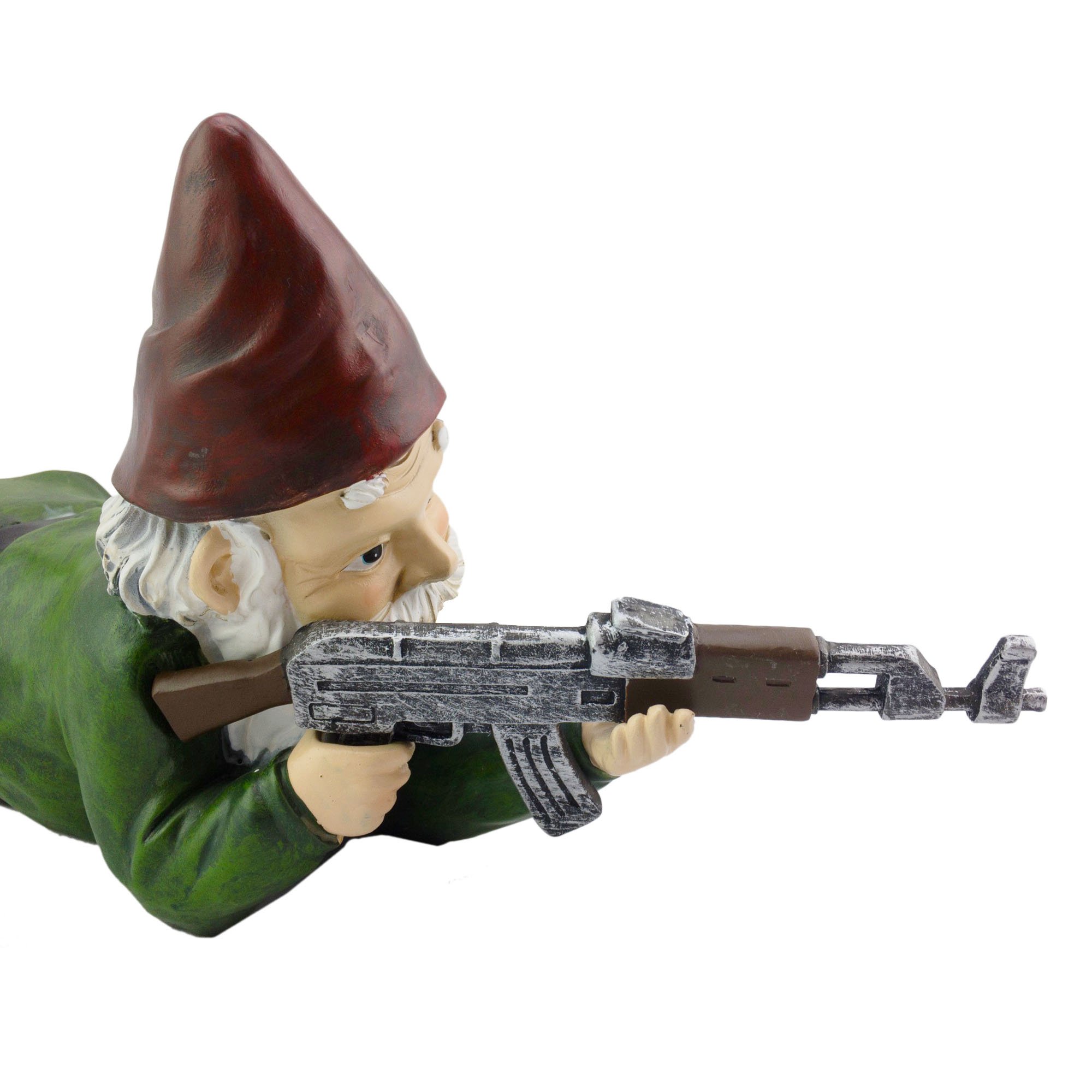 Military Garden Gnome With An AK47 Funny Army Statue, Perfect For Gun