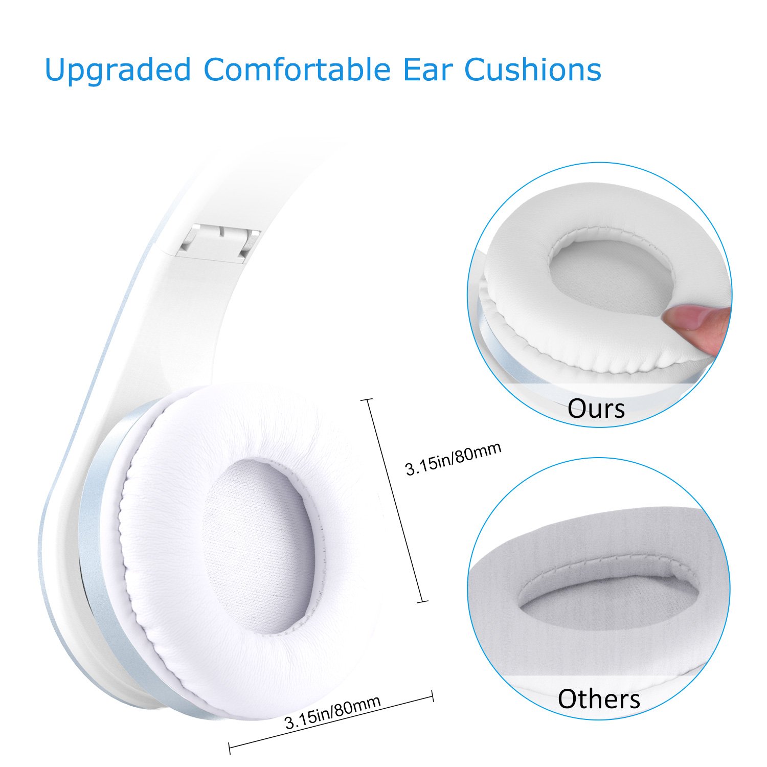 Bluetooth Kopfhörer,LOBKIN Stereo Faltbarer Kopfhörer mit Ohrhörer hellblau