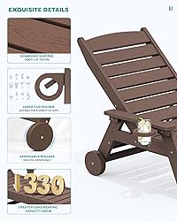 SERWALL Patio Chaise Lounge Chair, 78'' Long HDPE 5