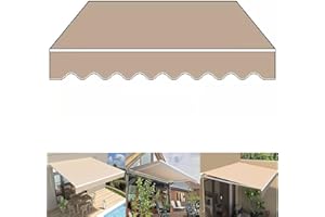 DAZULI Retractable Patio Awning Replacement Fabric (Fabric Only) Exterior Sun Shade Deck Window Cover Sunshade Canopy Cloth Waterproof Polyester Sun Shade Shelter Canvas(Size:12x10ft,Color:Beige)
