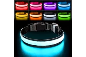 PcEoTllar Light up Dog Collar Lights for Night Walking - LED Dog Collar Light Rechargeable Color Changing, Glow in The Dark Dog Collars Waterproof Glowing Dog Collars for Large Small Medium Dogs