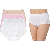 Lorraine Women's Underwear Lace Trim Full Brief Panties 3 Pack Multipack (Regular & Plus Size) - Size 12, Pink/Pearl/Buff