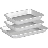 Viking Premium Nonstick Ceramic Baking Sheet Pan Set, Made without PFAS, 3-Piece Heavy Gauge Aluminized Steel Cookie Sheets with Reinforced Iron Frame, 9 and 13-Inch Baking Pans, Oven Safe to 475F