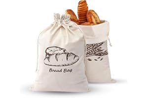 Sourdough Bread Bags for Homemade Bread 2 PCS– Reusable Dollar Cotton with Food Grade Liner, Eco-Friendly & Washable – for Ho