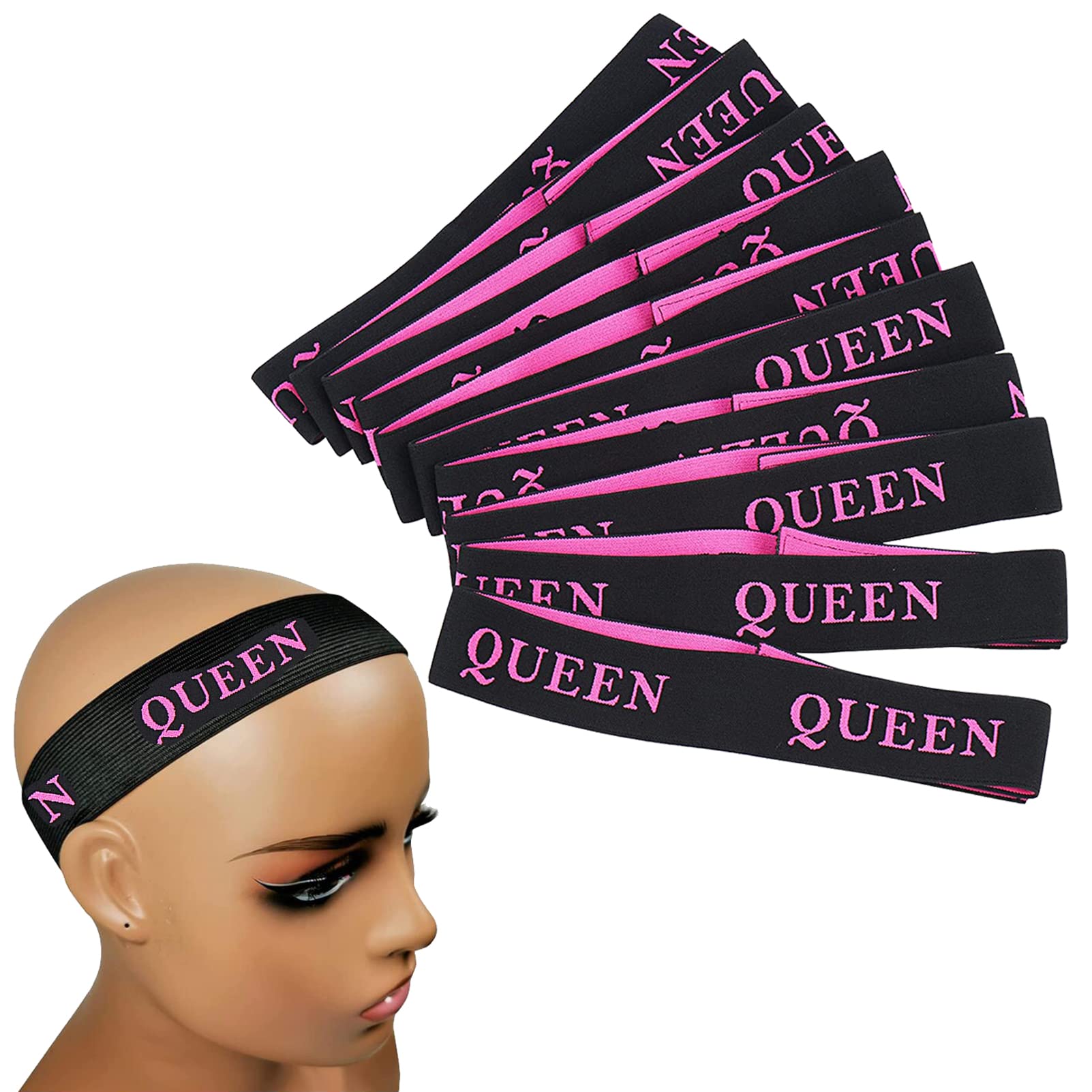 10 Pieces Adjustable Queen Elastic Bands, Wig Lace Melting Bands Melt Straps, Edge Wrap to Lay Edges Lace Front Wig Wrap Bands