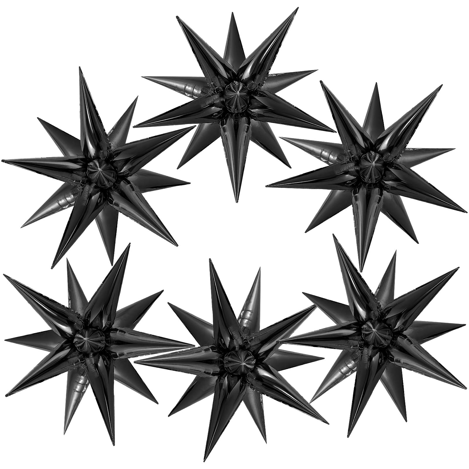 JHZMCRX 72 Pcs Star Balloons Foil Explosion Balloons Magic 12 Point Star Cone Balloon Arch Garlands Large for Birthday Wedding Anniversary Graduation Party Decorations Backdrops Black