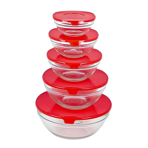 5 piezas Juego de cuenco de cristal alimentos caja de ...