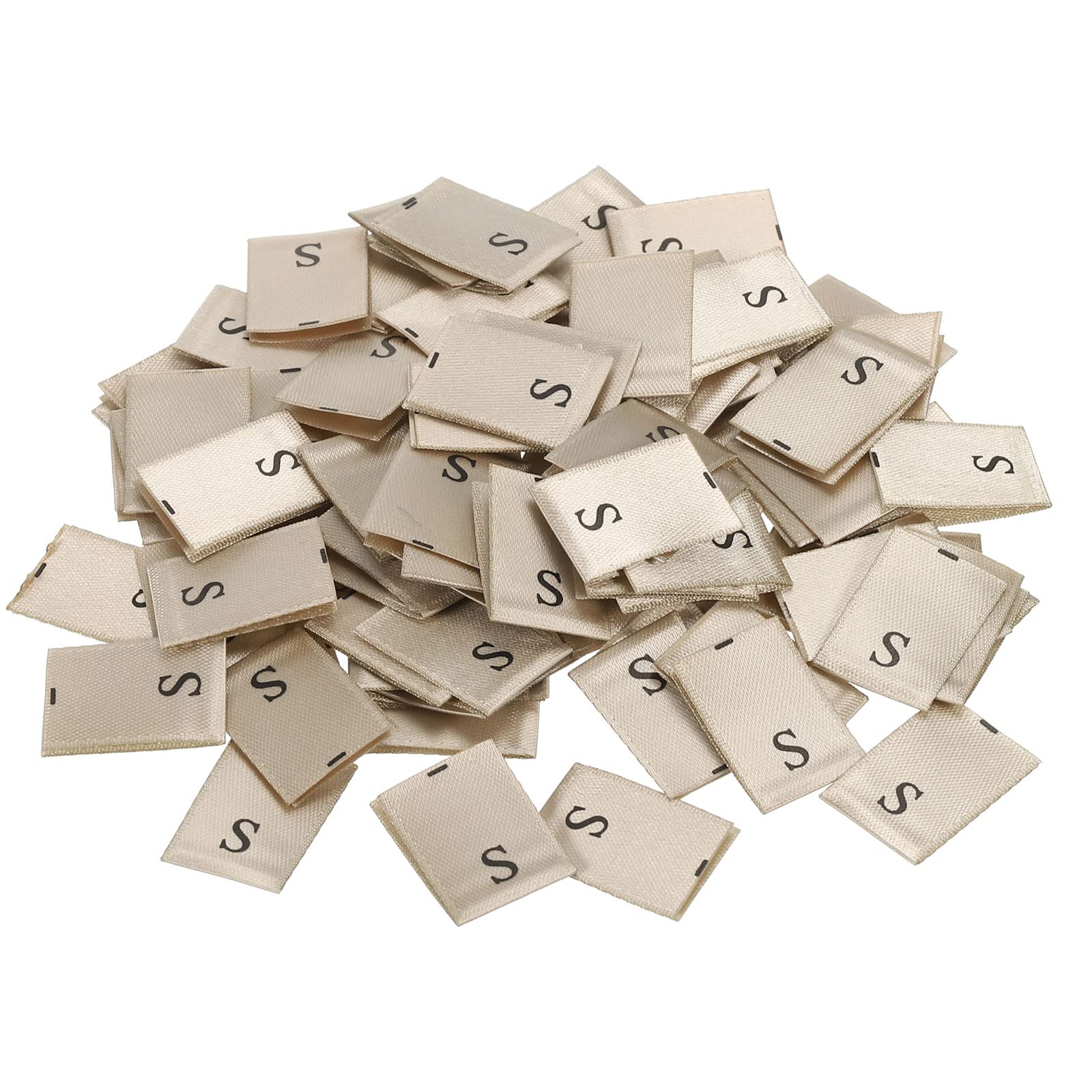 PATIKIL Clothing Size Labels, S Sizes Woven Sewing Clothes Label Gold Tone for Clothes Garment, Pack of 100