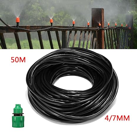 Pathonor Schlauch Tropfschlauch, Bewässerungssystem Bewässerung Kit mit 50m Schlauch 4/7mm+Verbinder?Enthält Keine Düsen?
