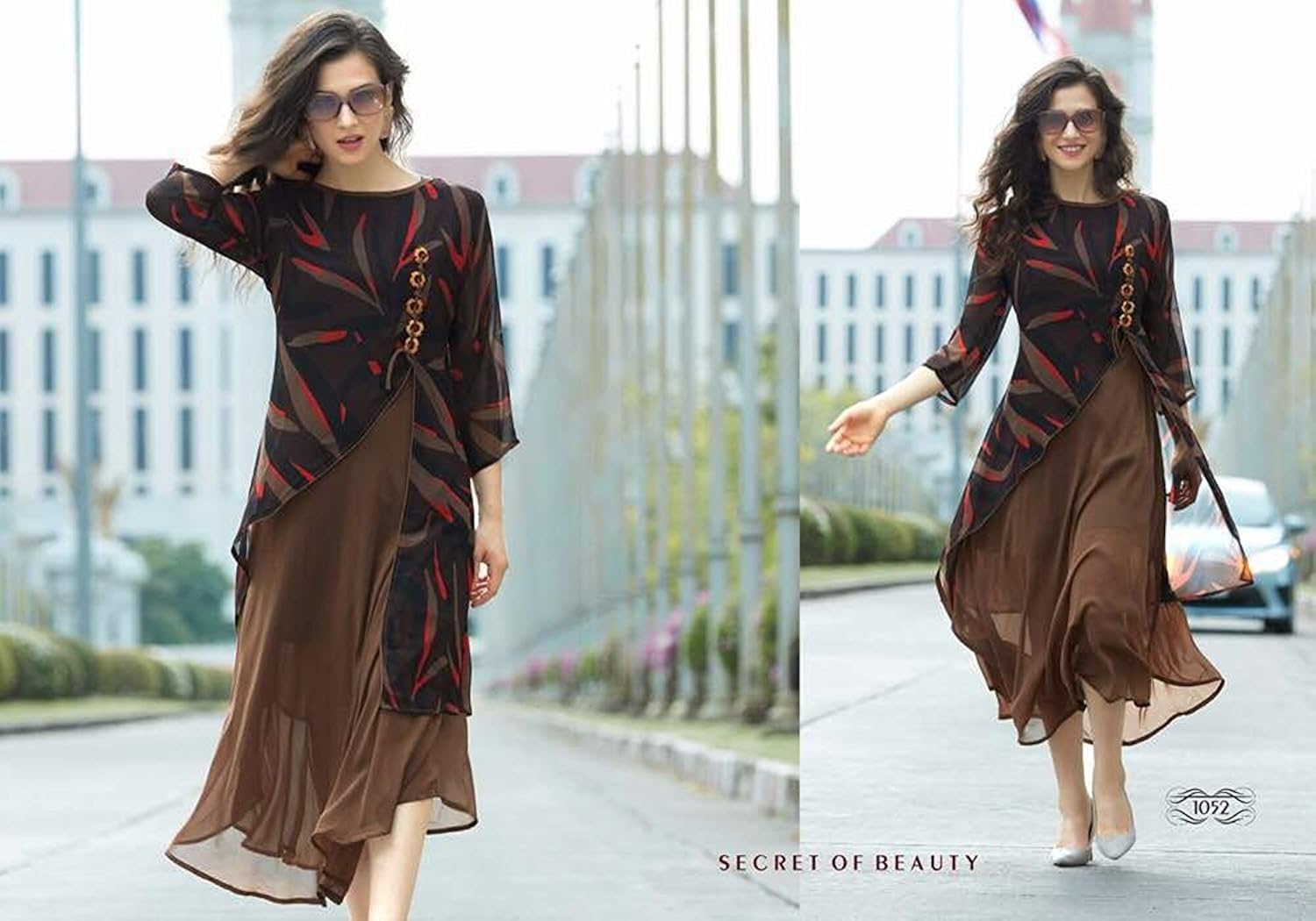 v.k.creation women's georgette kurta (white,free size, semi-stitched)