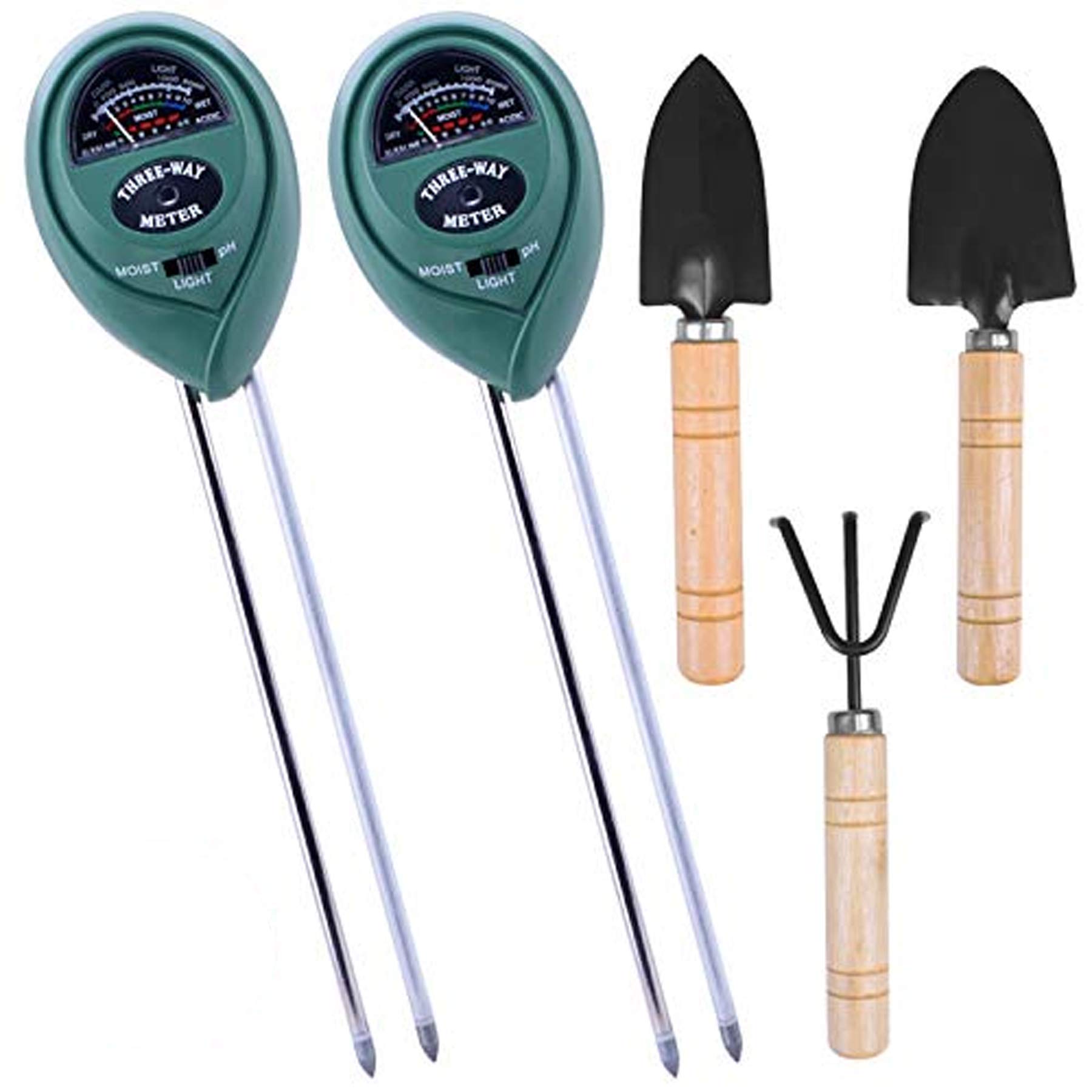 Longruner 2 Packs 3in1 Soil Moisture Light and PH acidity Tester