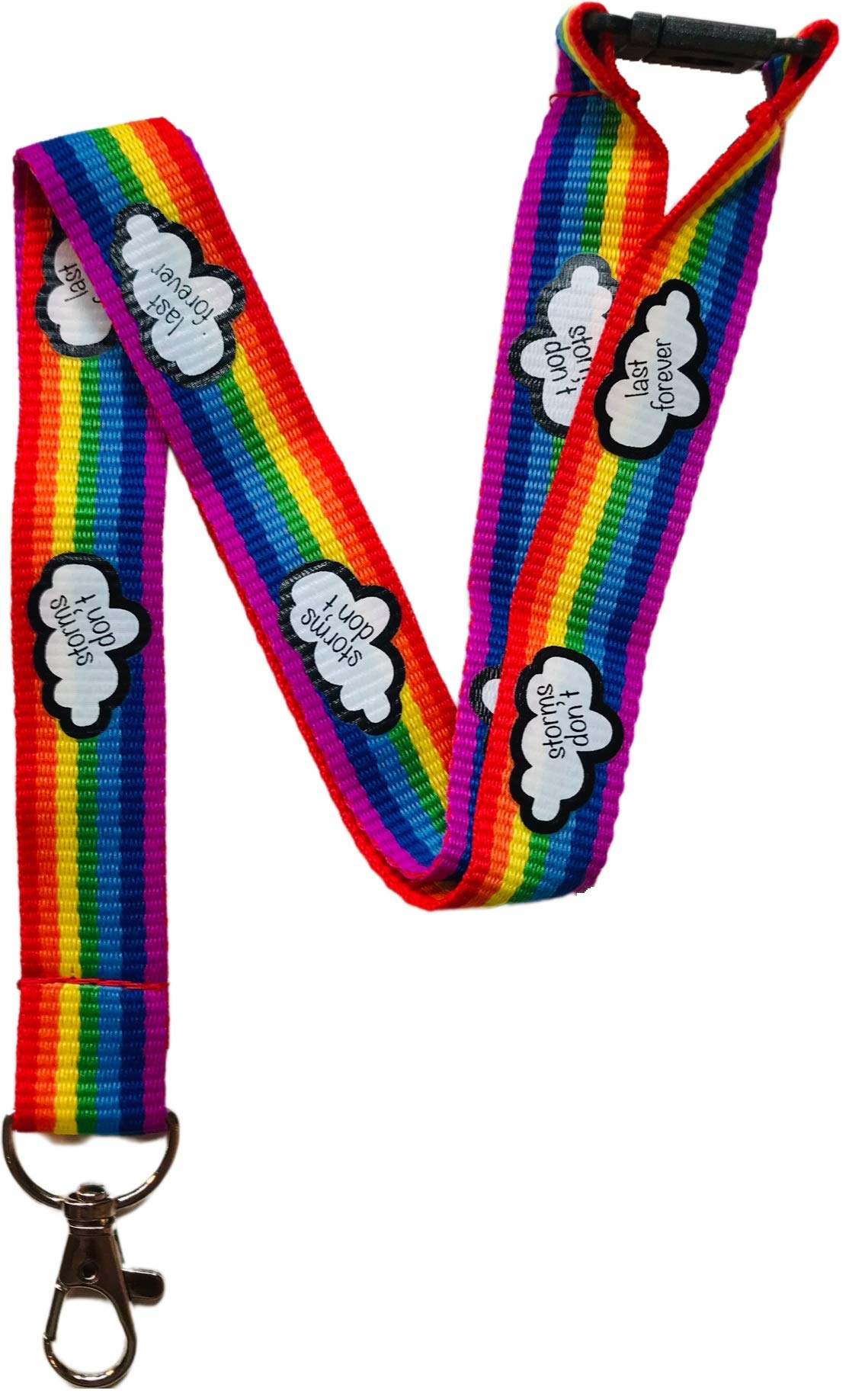 PAC Supplies Global Childrens Sized Fun Neck Lanyards With Safety Breakaway - Made Exclusively For Children (Rainbow - Storms Don't Last Forever) โ image 1