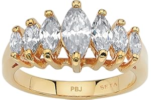 Palm Beach Jewelry 18K Yellow Gold Plated Marquise Cut Cubic Zirconia Graduated Anniversary Ring