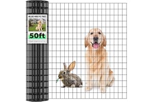 JOTESNEW Garden Fence Black PVC Coated Welded Wire Fencing 48 Inch x 50 Foot, 2 Inch x 3 Inch 16GA, Garden Border Fencing Roll Vinyl Coating Metal Wire Mesh for Yard Vegetable Plant Protection Poultry Netting