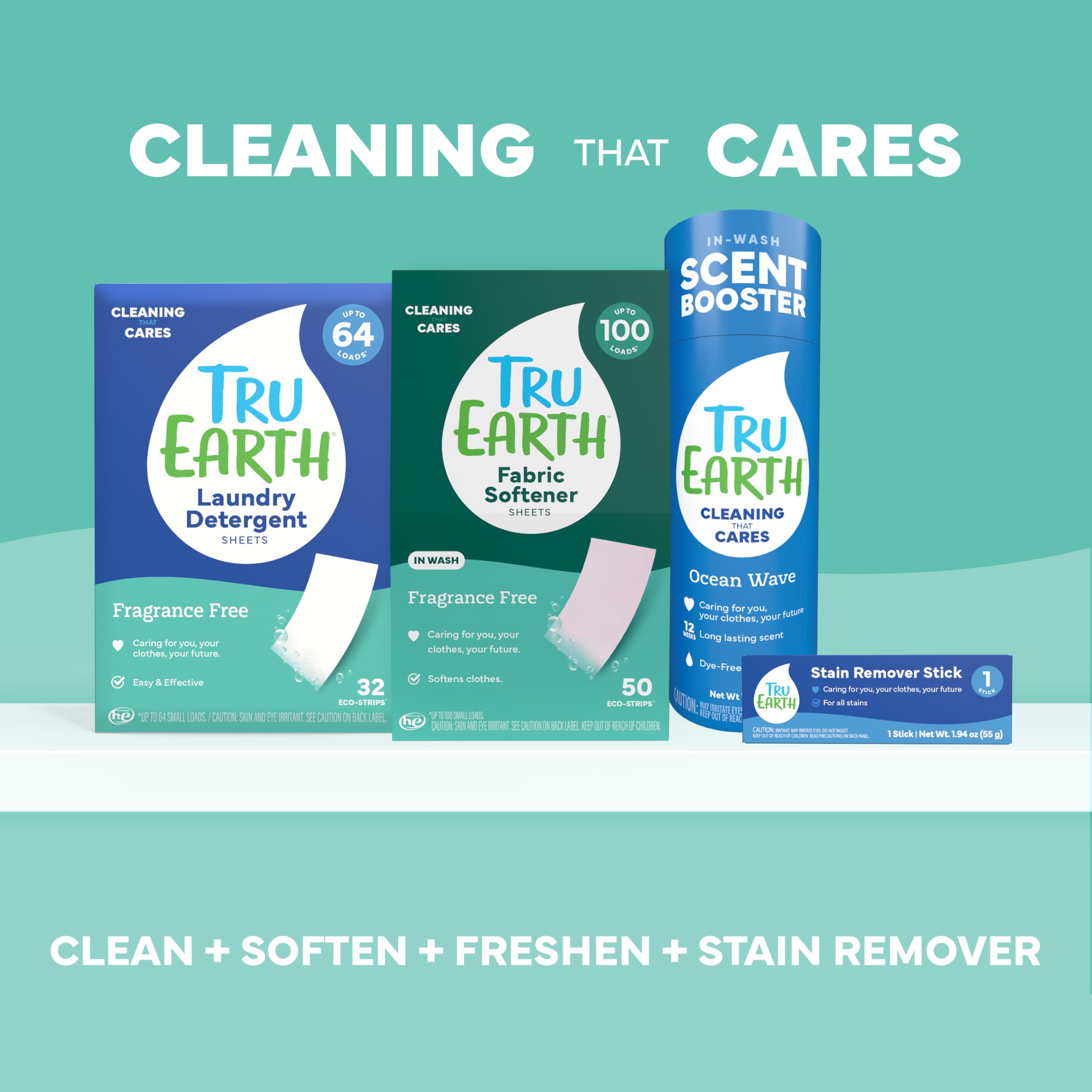 Tru Earth Compact Dry Laundry Detergent, Unscented - Up to 64 Loads (32 Sheets) | Liquidless Detergent, Travel | Packaging May Vary