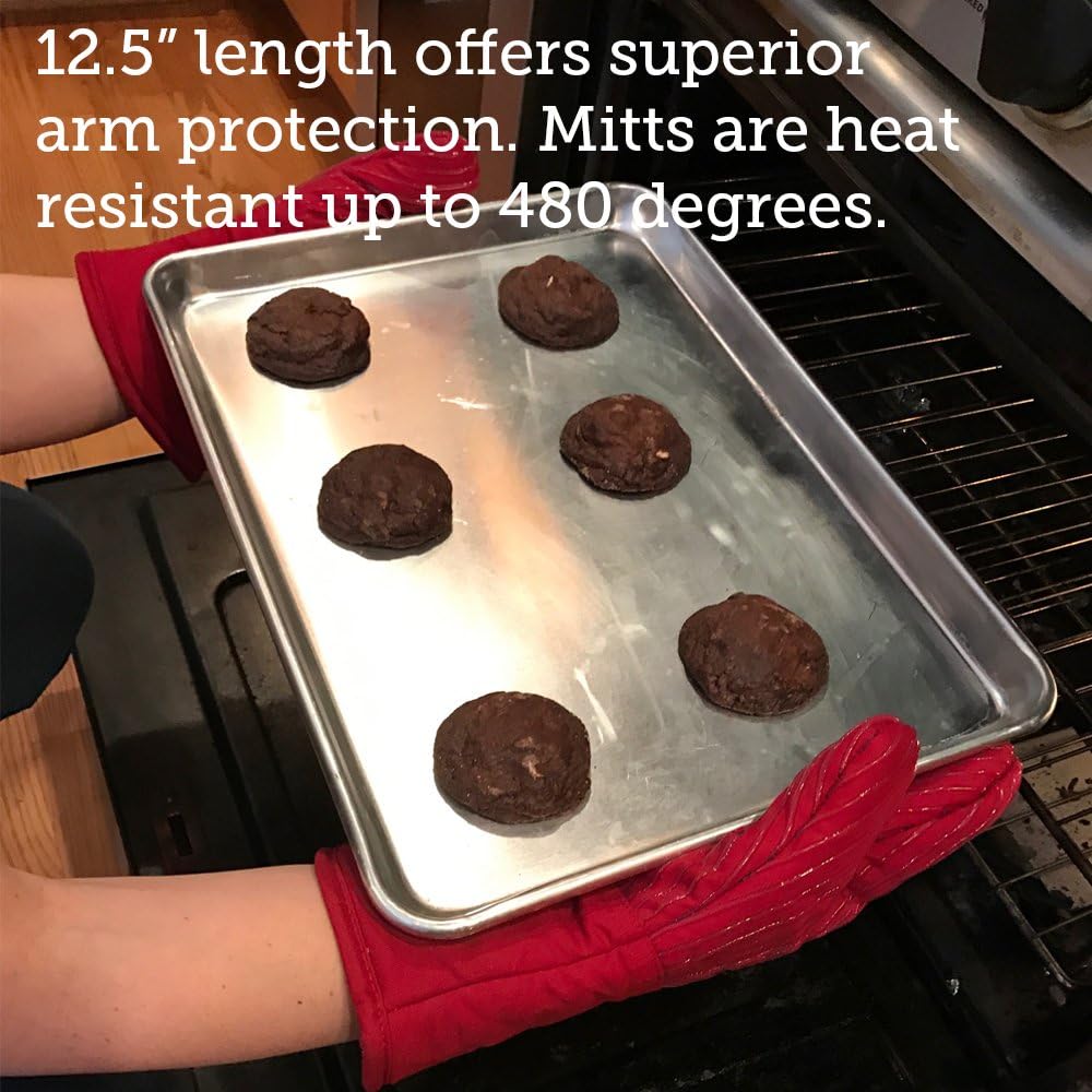 Big Red House Oven Mitts, with The Heat Resistance of Silicone and Flexibility of Cotton, Recycled Cotton Infill, Terrycloth Lining, 480 F Heat Resistant Pair Grey: Home & Kitchen